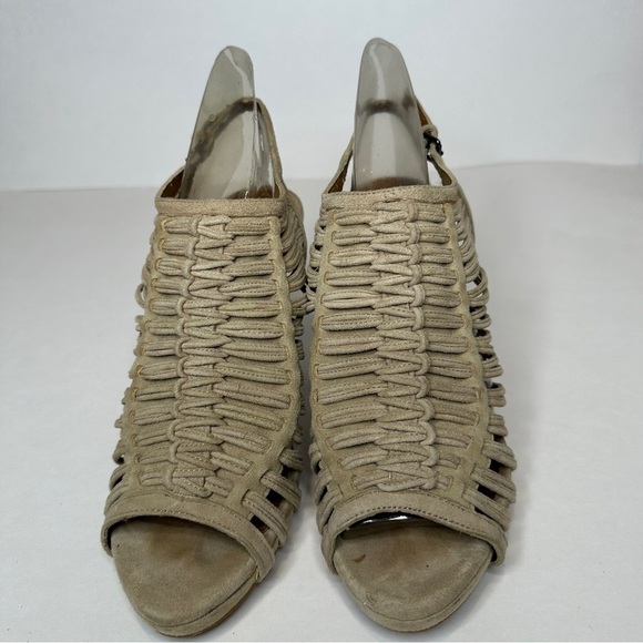 ZARA STRAPPY SANDALS NUDE BEIGE CAGE HEELS - Picture 8 of 11